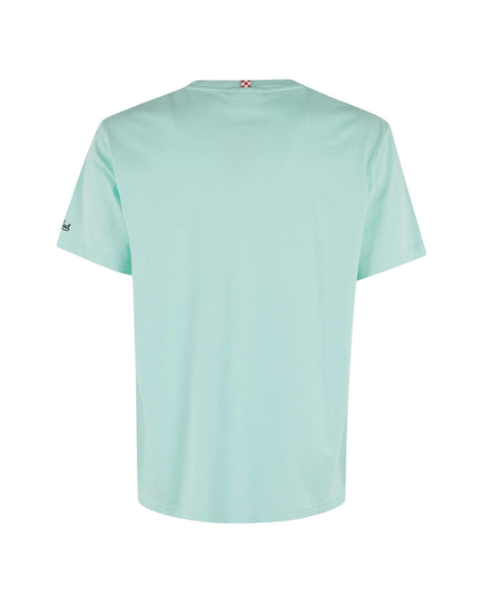 T-shirt di cotone con ricamo Sabato divino Domenica divano POT0001 05283H MC2 SAINT BARTH 