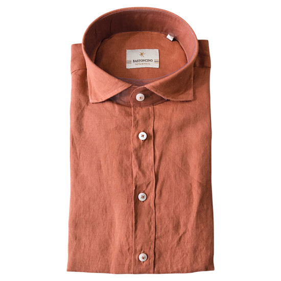 Camicia Simo uomo in lino Ruggine B050 11 BASTONCINO 