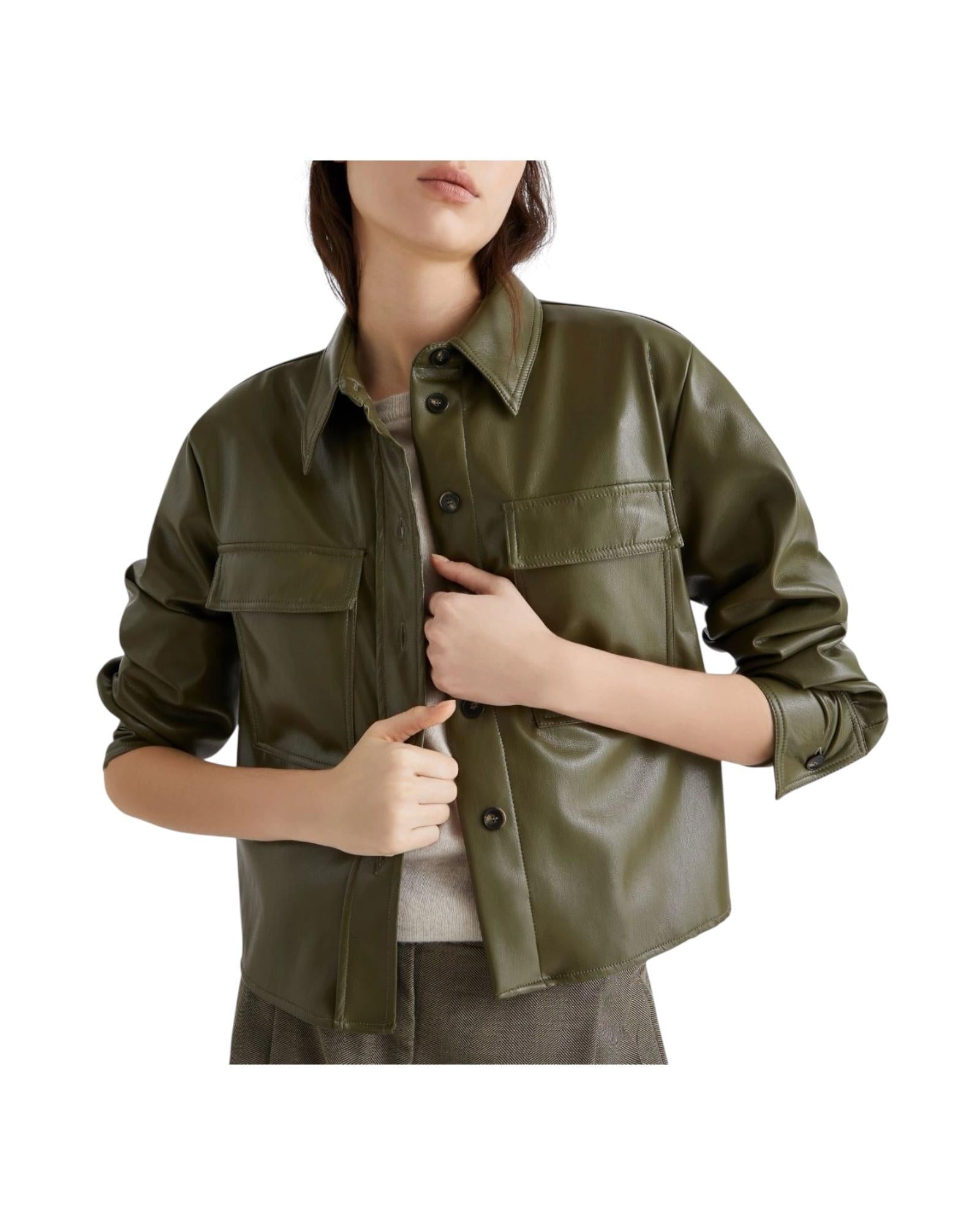Camicia corta in jersey spalmato Oliva PROFILO 003 MARELLA 