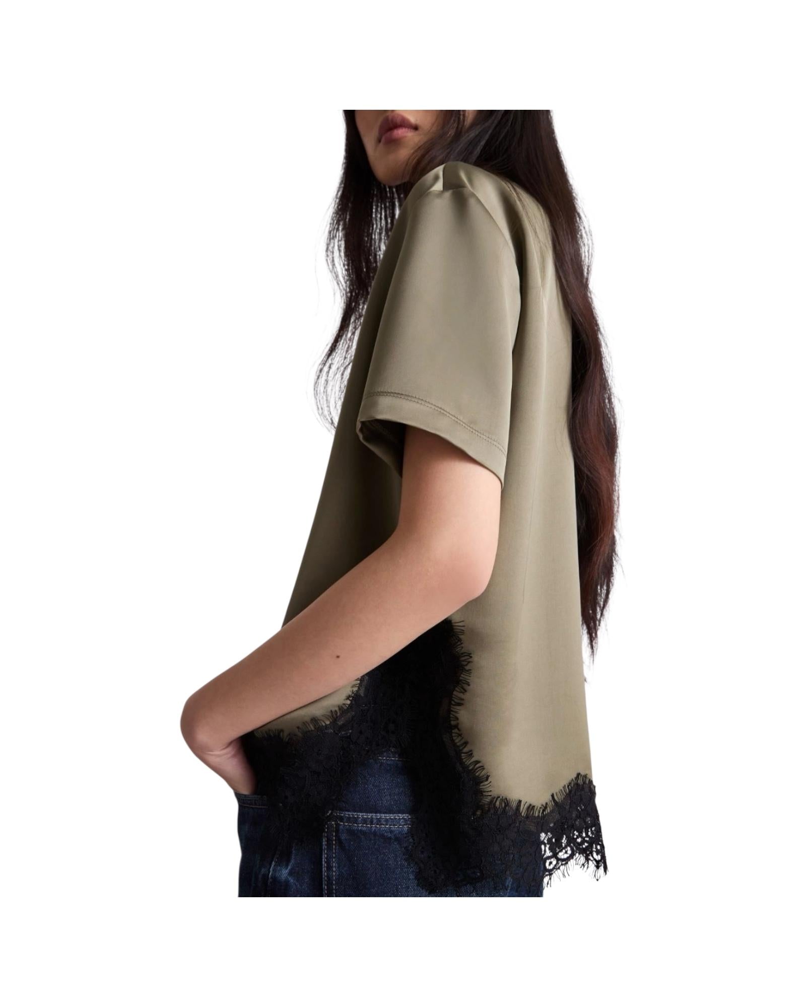 T-shirt in raso con pizzo Kaki CARIOCA 001 MARELLA 