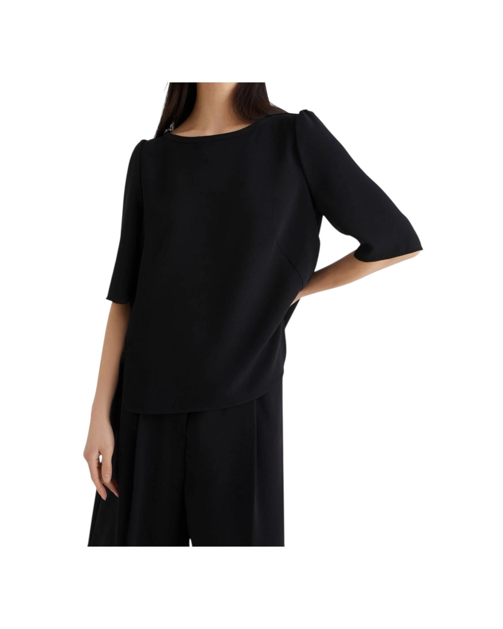 Blusa Vanessa in ever satin riciclato nero. VANESSA 002 MARELLA 