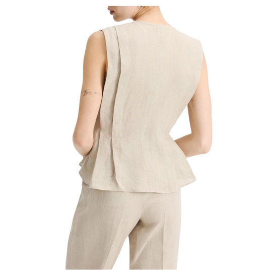 Top smanicato in tela di lino Beige VALLO 001 MARELLA 