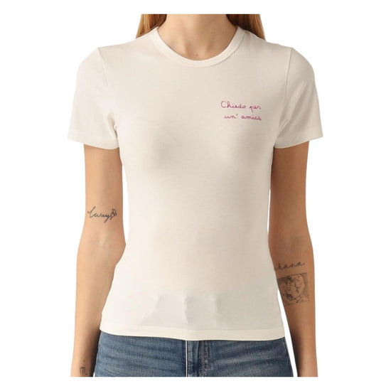 T-shirt Emilie in cotone con ricamo Chiedo per un'amica ESE0001 06000H MC2 SAINT BARTH 