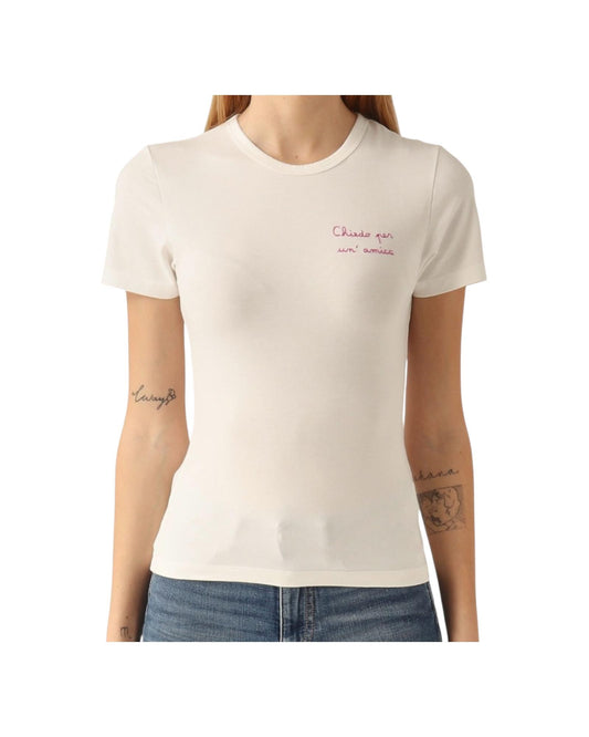 T-shirt Emilie in cotone con ricamo Chiedo per un'amica ESE0001 06000H MC2 SAINT BARTH 