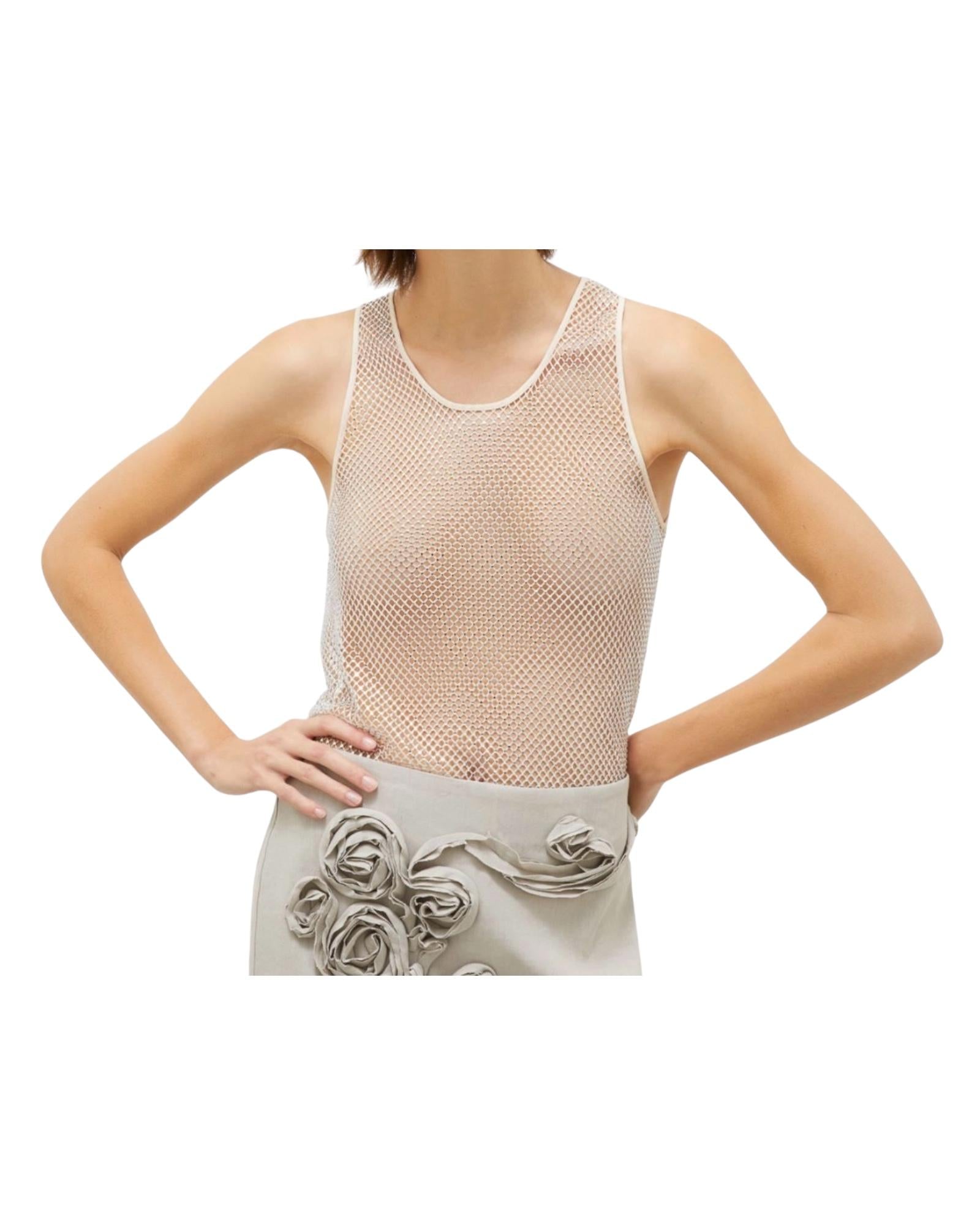 Top in rete Scoli con strass, bianco. SCOLI 001 MARELLA 