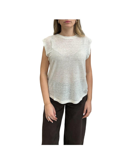 T-shirt in lino Bianco JOSI BIANCO CHS 