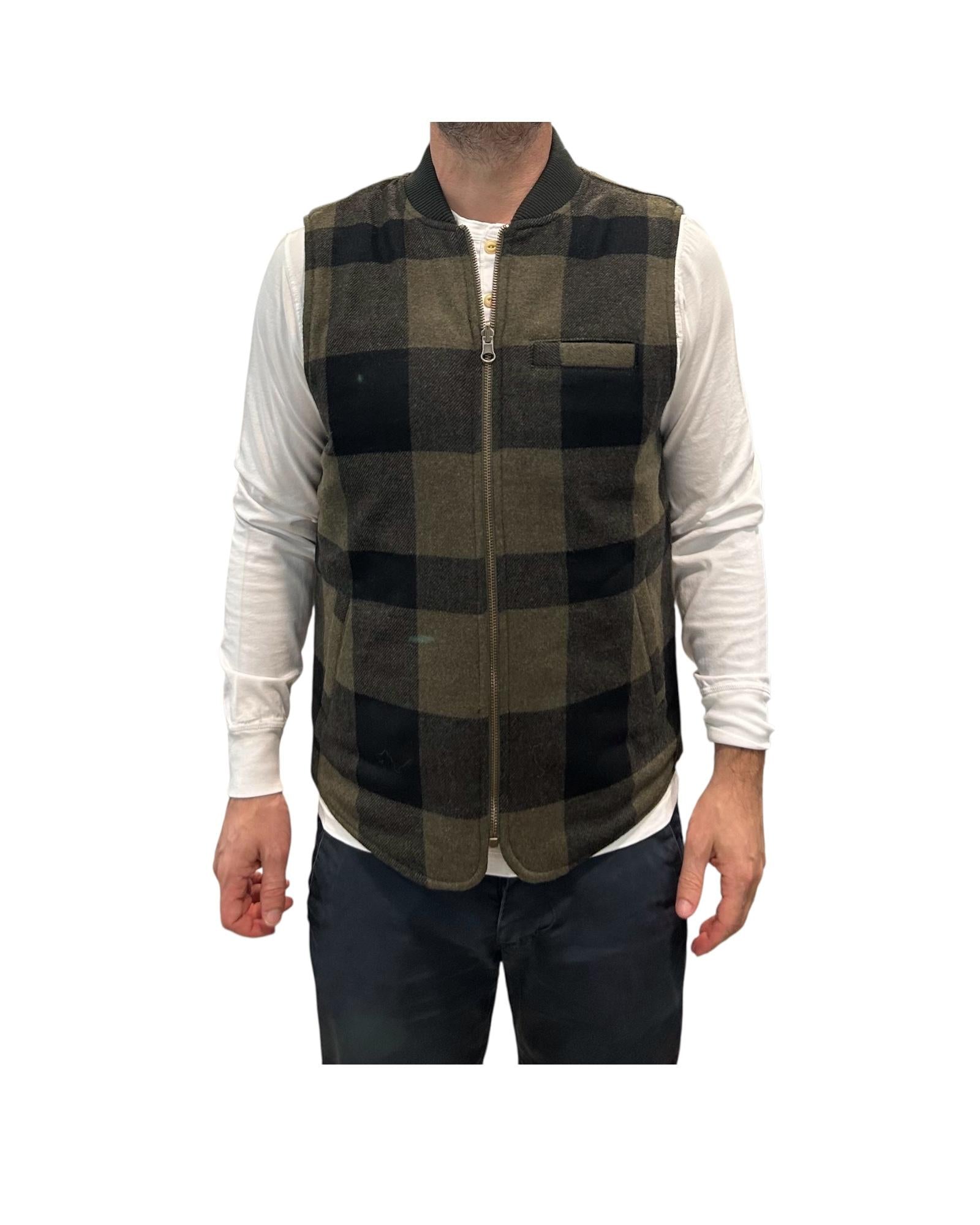 Gilet in lana reversibile Green Check W5028 GREEN CHECK BL'KER 