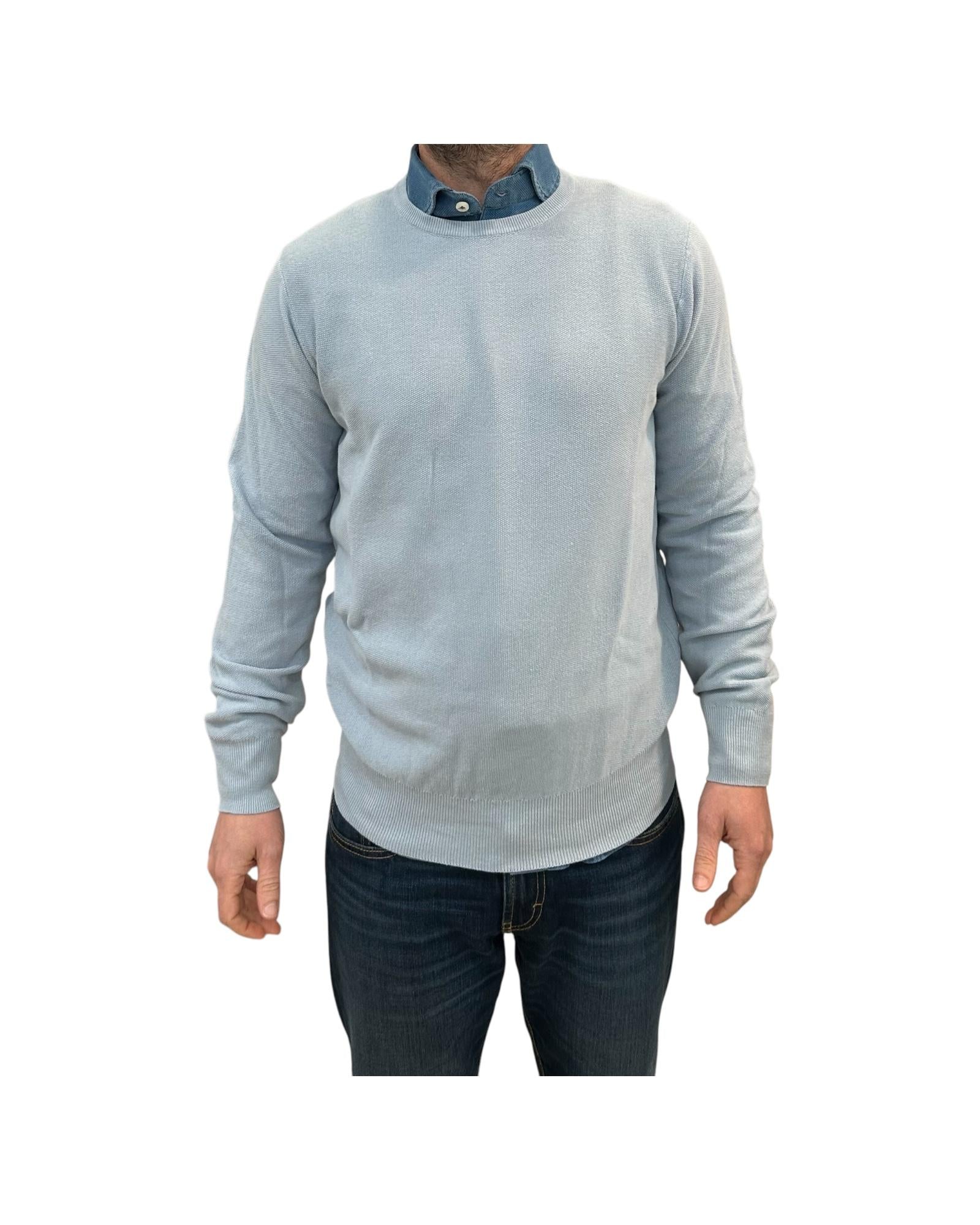 Maglia in cotone a nido d'ape Celeste GIROCOLLO NIDO DAPE CELESTE RE.VI.VAL 