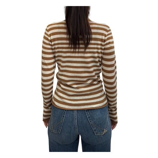 Maglia dolcevita in cashmere righe Biscotto-latte 85891 506 RETOIS 