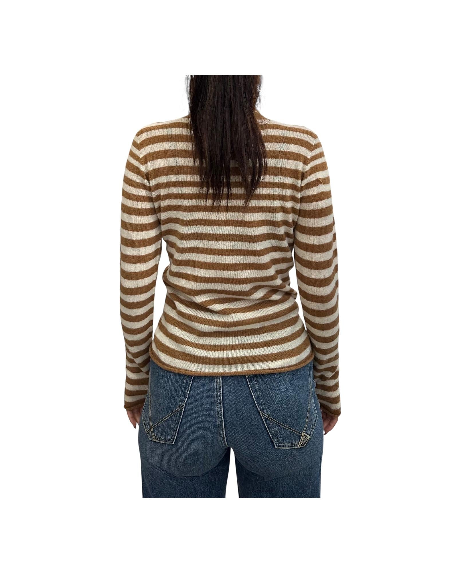 Maglia dolcevita in cashmere righe Biscotto-latte 85891 506 RETOIS 
