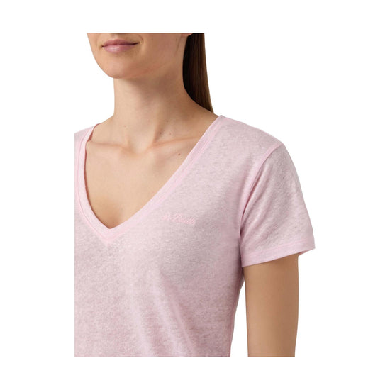 T-shirt in lino Rosa con logo ricamato ELOI001 08678L MC2 SAINT BARTH 