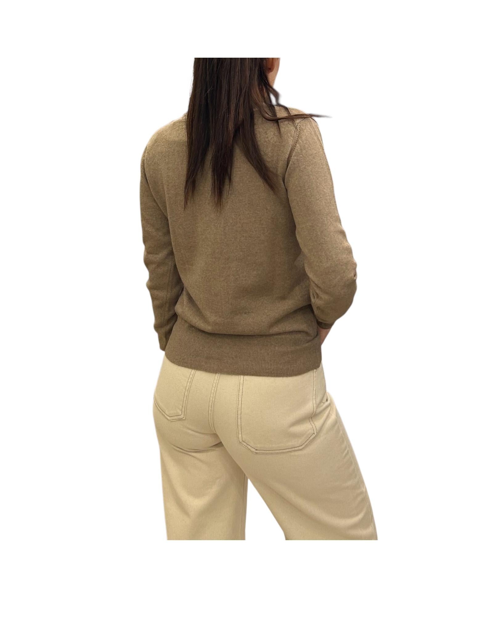 Cardigan in lana merino con scollo a V Beige CARDIGAN V BEIGE AlEXANDRE STONE 