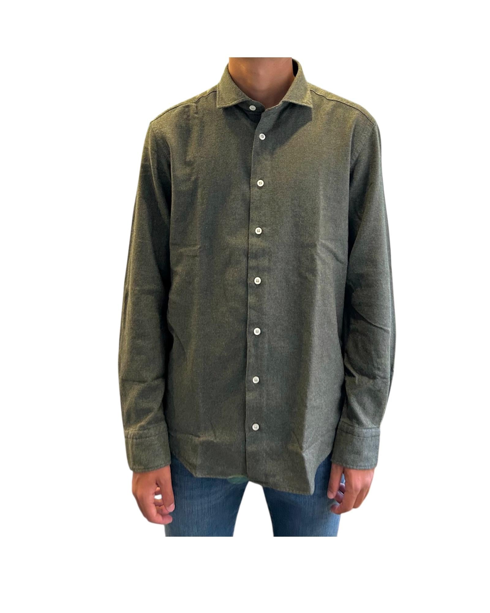 Camicia uomo in flanella Verde B2338 11 BASTONCINO 