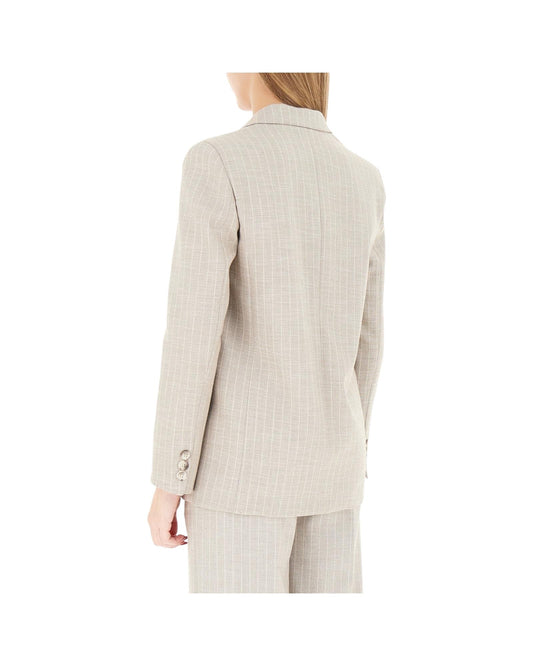 Blazer doppiopetto gessato TAB0228 BEIGE VICOLO 