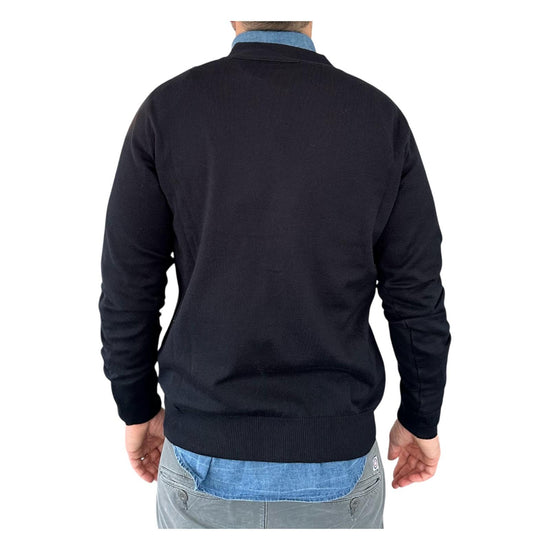 Cardigan scollo a V tinta unita navy 00122599M 491 MONTECHIARO 