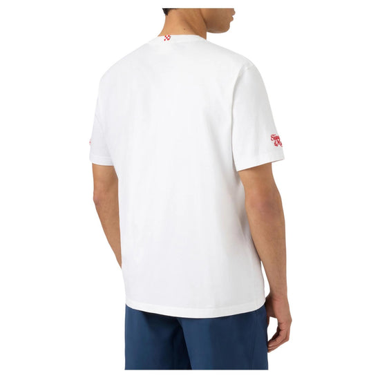 T-shirt Portofino bianca con ricamo Abbronzatissimo POT0001 04532L MC2 SAINT BARTH 