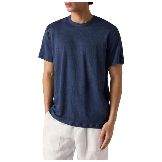 T-shirt in puro lino con logo ricamato Blue navy ECS0003 00119L MC2 SAINT BARTH 