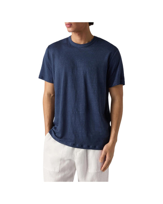 T-shirt in puro lino con logo ricamato Blue navy ECS0003 00119L MC2 SAINT BARTH 