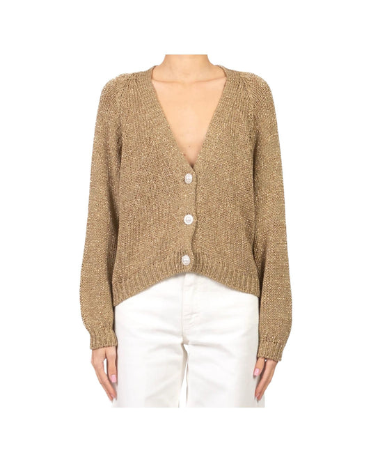 Cardigan con bottone gioiello Kaki JIT Q008 283 HAVEONE 