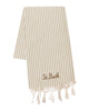 Fouta classico a nido d'ape con righe bianco beige
