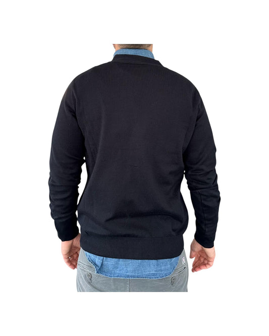 Cardigan scollo a V tinta unita navy