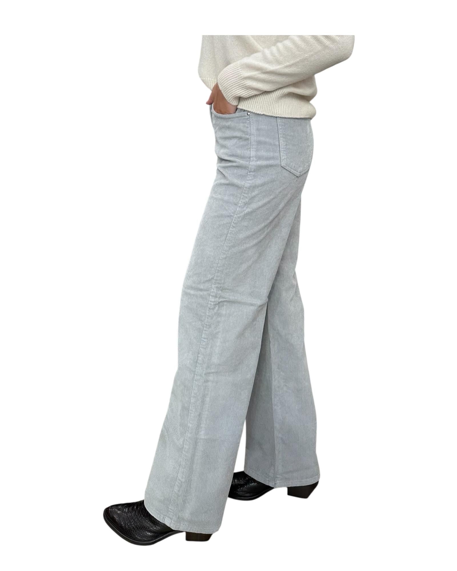 Pantalone Selene Palazzo in velluto Grigio SELENE 10 GRIGIO GOD SAVE DENIM 