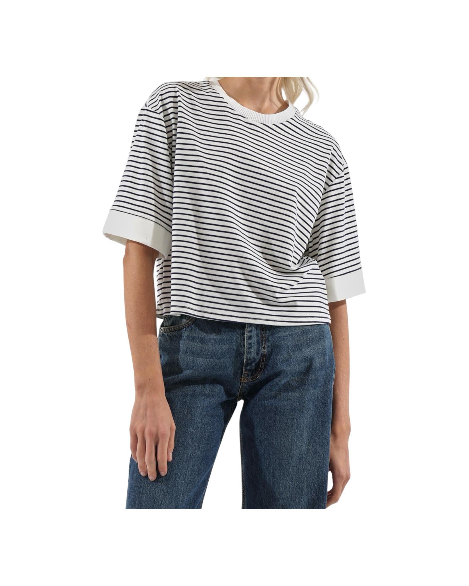 T-Shirt Rigata BIanco Blu TJA N016 002 haveone 