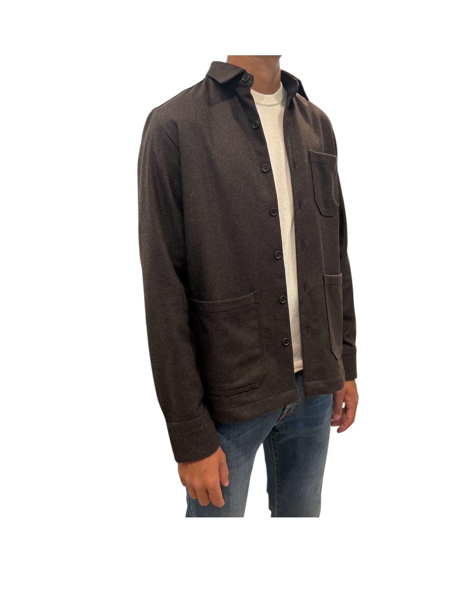 Overshirt in lana Marrone FIL3121 3 BASTONCINO
