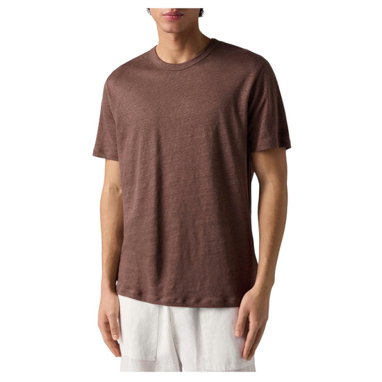 T-Shirt in puro lino con logo ricamato Dark brown ECS0003 00920L MC2 SAINT BARTH 