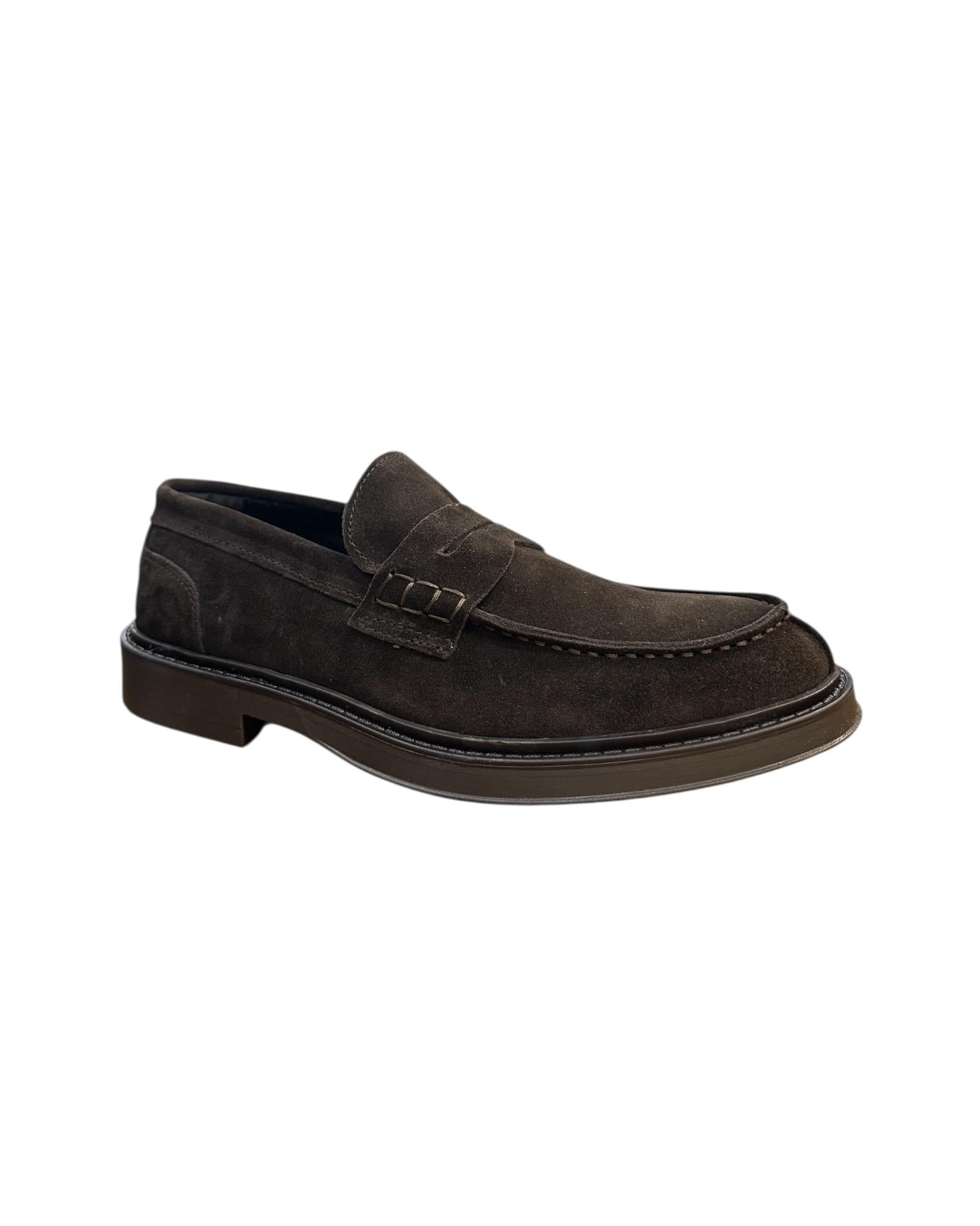 Mocassino in camoscio Testa di moro 30100 CAMOSCIO TDM Antico calzaturificio artigiano 