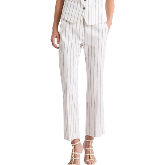 Pantalone in lino e cotone Panna righe marrone FEBO 001 MARELLA 