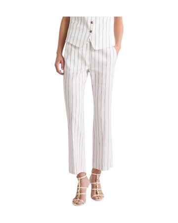 Pantalone in lino e cotone Panna righe marrone FEBO 001 MARELLA 