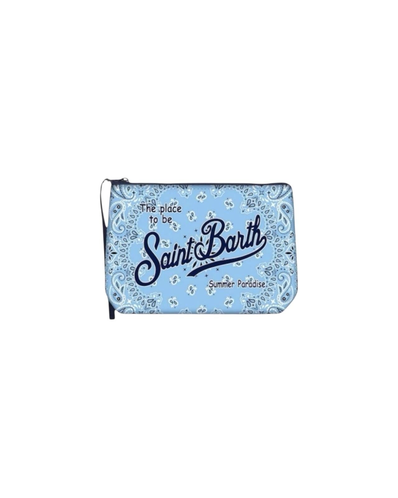 Pochette Aline con stampa bandana celeste ALIN001 01608H MC2 SAINT BARTH 