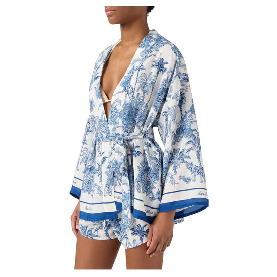 Kimono in seta con stampa toile de Jouy CYR0001 08351L MC2 SAINT BARTH 