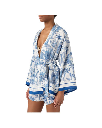 Kimono in seta con stampa toile de Jouy CYR0001 08351L MC2 SAINT BARTH 