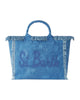 Borsa Vanity in tela di cotone denim con toppa con logo