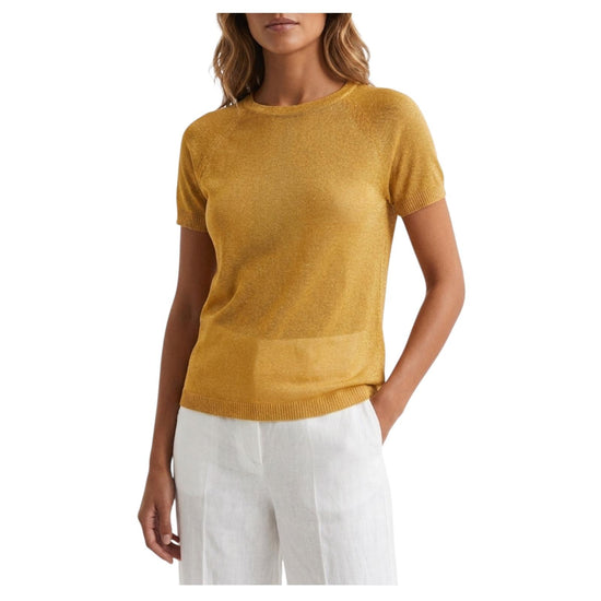 Maglia girocollo con finitura lurex Ocra GIRELLO 001 MARELLA 