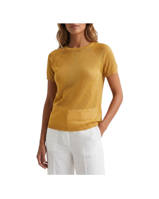 Maglia girocollo con finitura lurex Ocra GIRELLO 001 MARELLA 