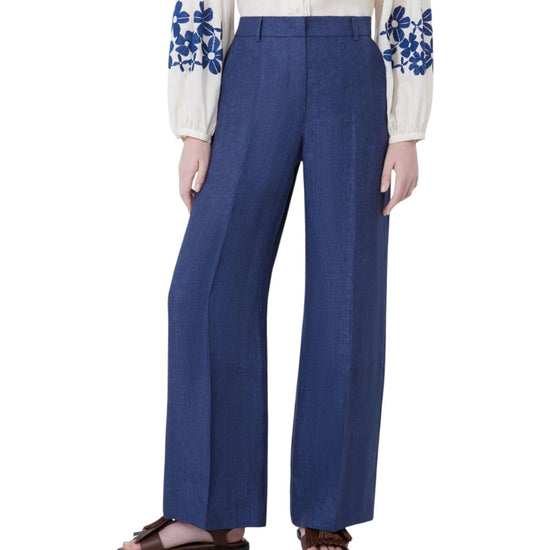 Pantalone in canvas di lino Blu MALIZIA 006 MAX MARA WEEKEND 