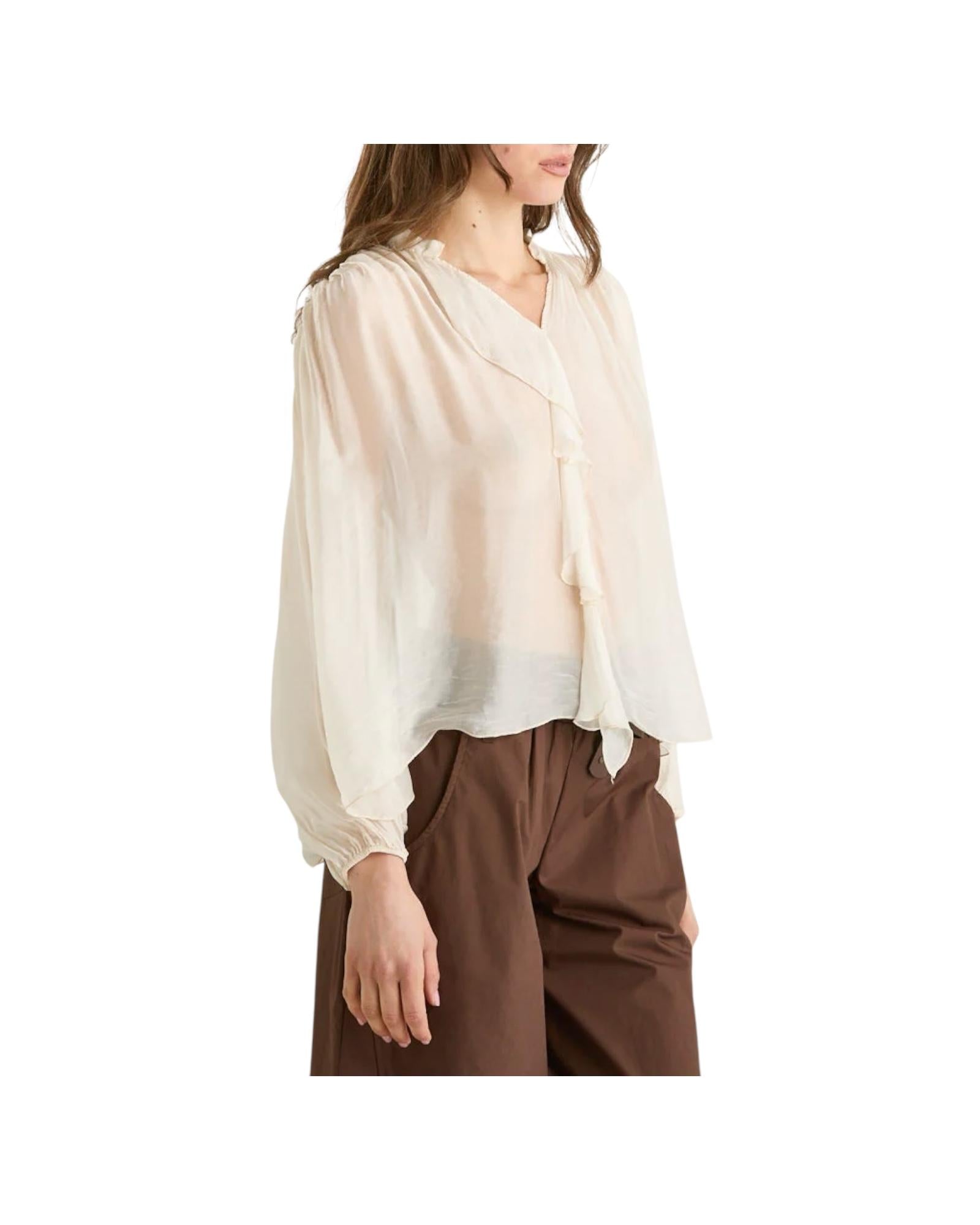 Blusa Rouches in viscosa e seta Antique CFF Q001 352 HAVEONE 