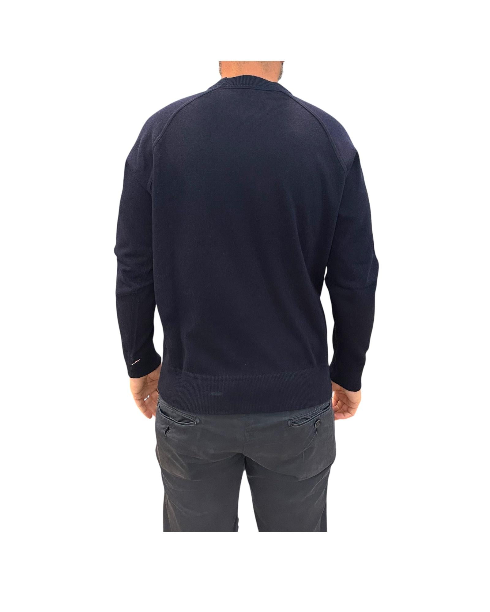 Maglione taglio felpa Navy W9009 NAVY BL'KER