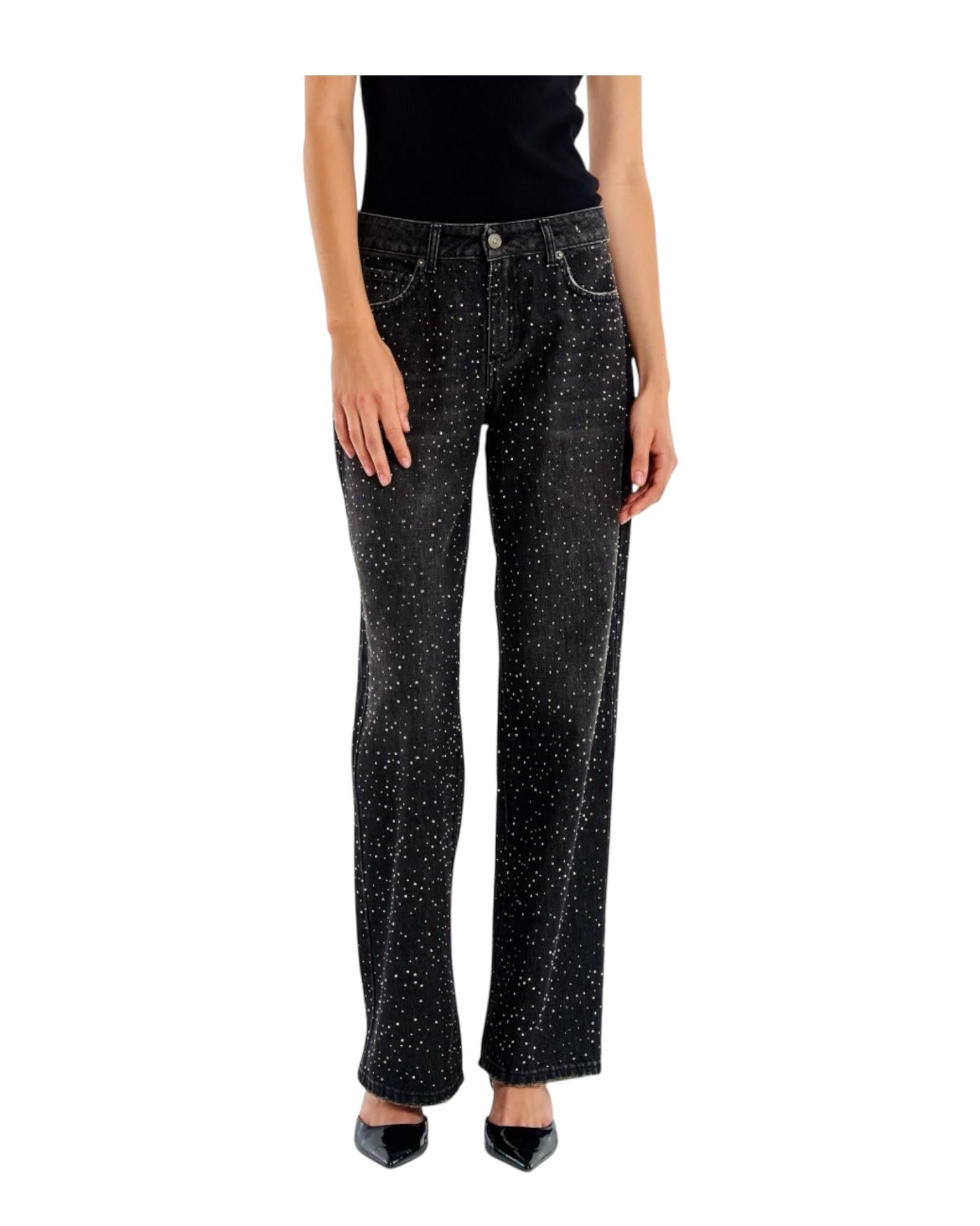 Jeans Melody con strass Nero DF5144 NERO LUREX VICOLO