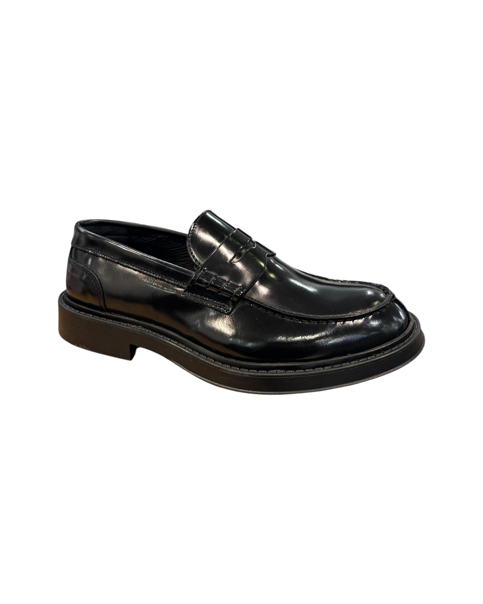 Mocassino uomo vera pelle Nero 100 ABRASIVATO NERO Antico calzaturificio artigiano 