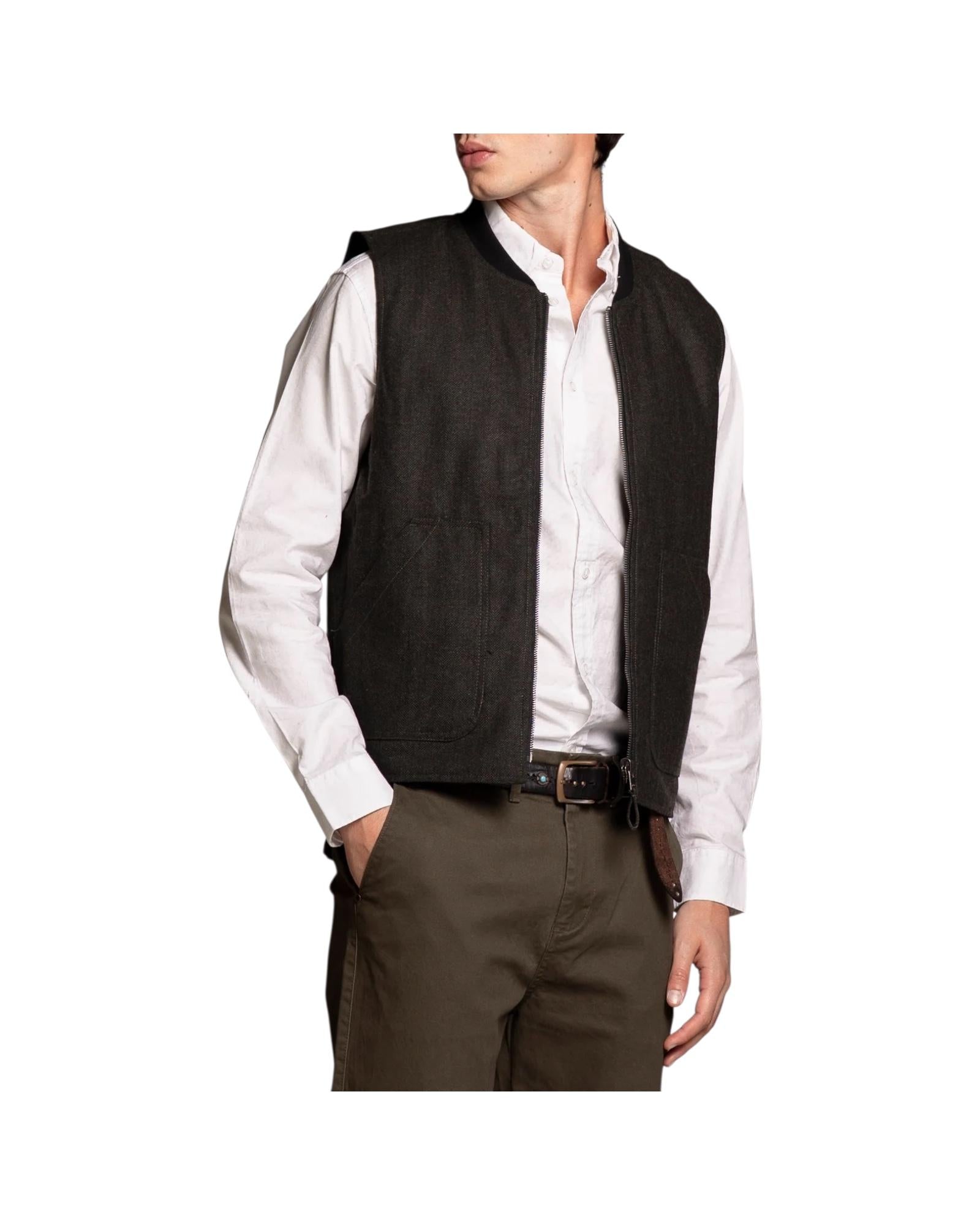 Gilet Martin reverse mixed wool Green MARTIN MWBC06 IMPURE