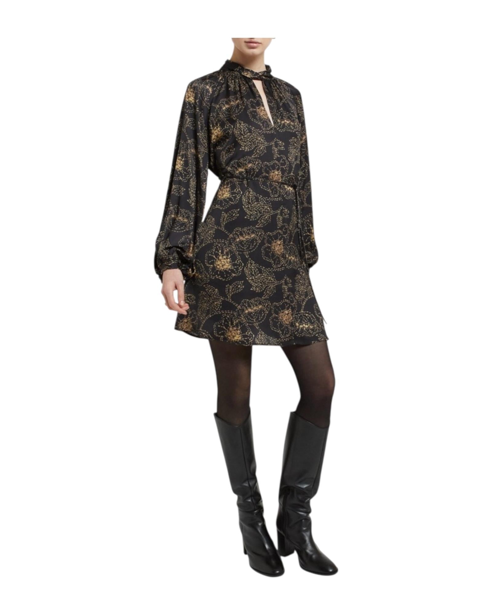 Abito corto in viscosa SFC DA5299 NERO BEIGE OTTOD'AME 