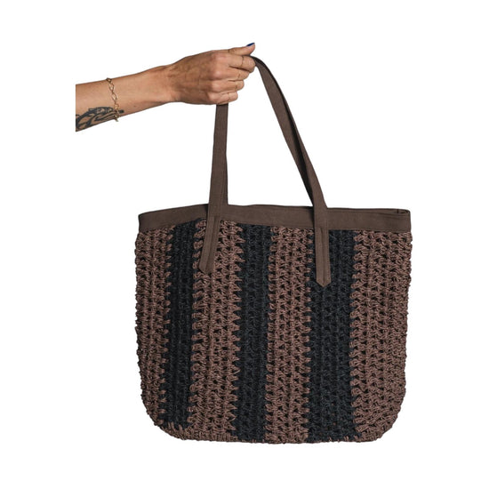 Borsa Tote in Raffia Chocolate AMARI CHOCOLATE IMPURE 