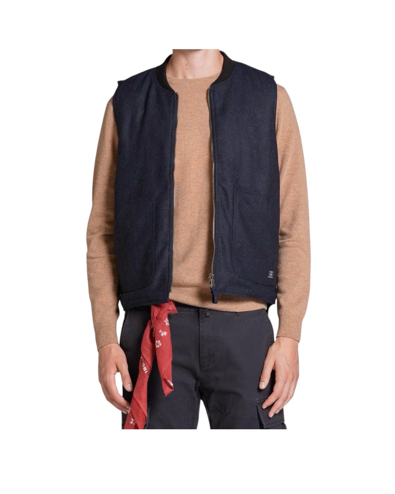 Gilet Martin reverse mixed wool Blue MARTIN MWBC27 IMPURE 