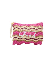 Pochette in paglia Fucsia