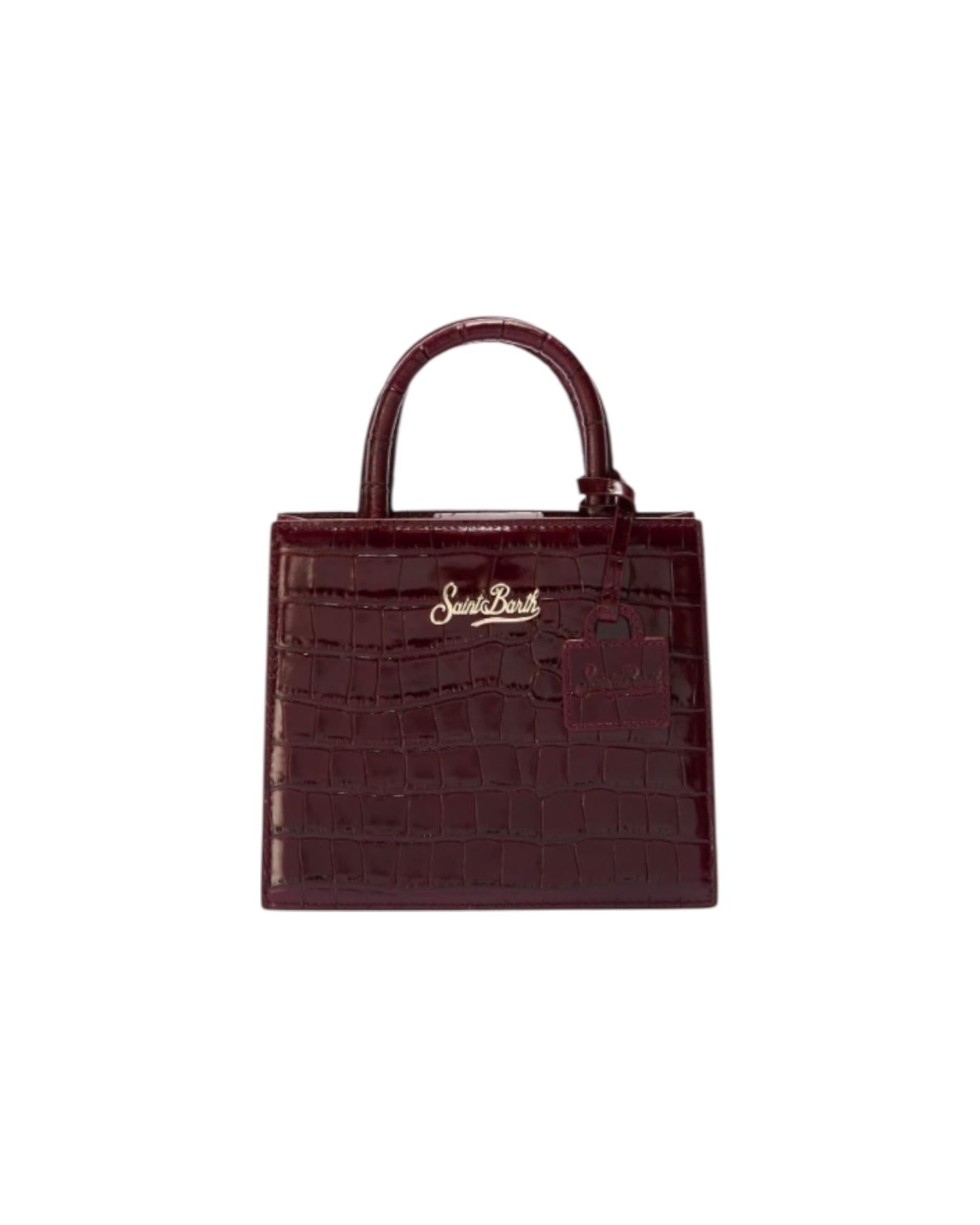 Shop Bag mini in pelle stampa cocco bordeaux SHBM0002 00510I MC2 SAINT BARTH 