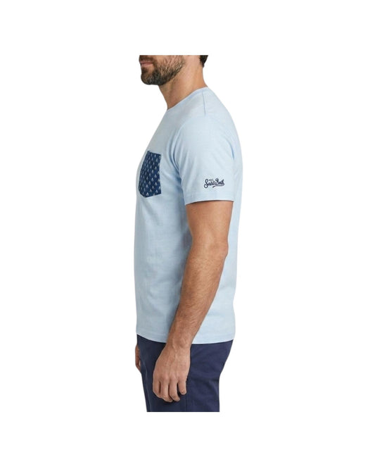 T-shirt Celeste in cotone con taschino BLA0001 02086L MC2 SAINT BARTH 